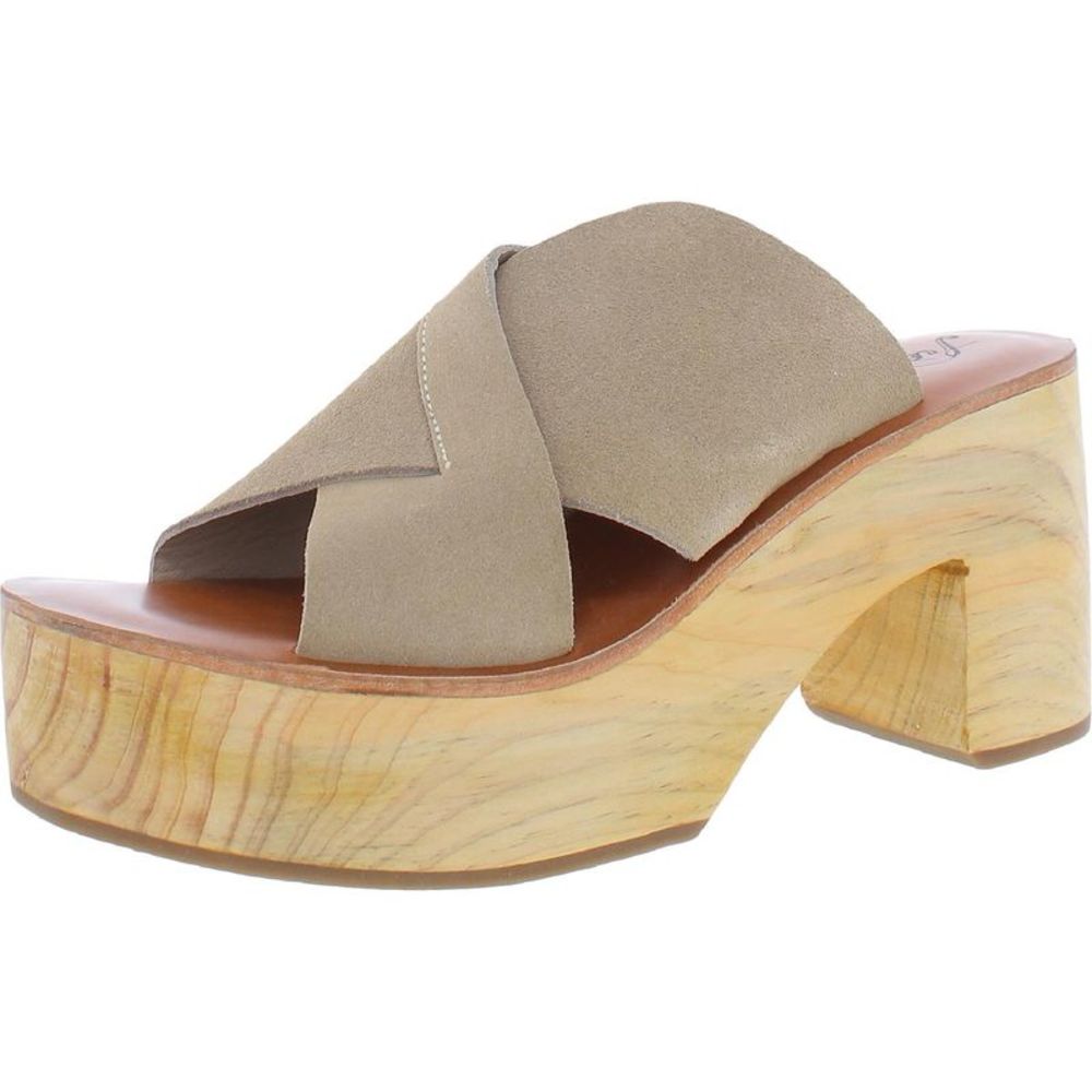 Free People Womens Kora Taupe Slip On Slides Leather Clogs NWT